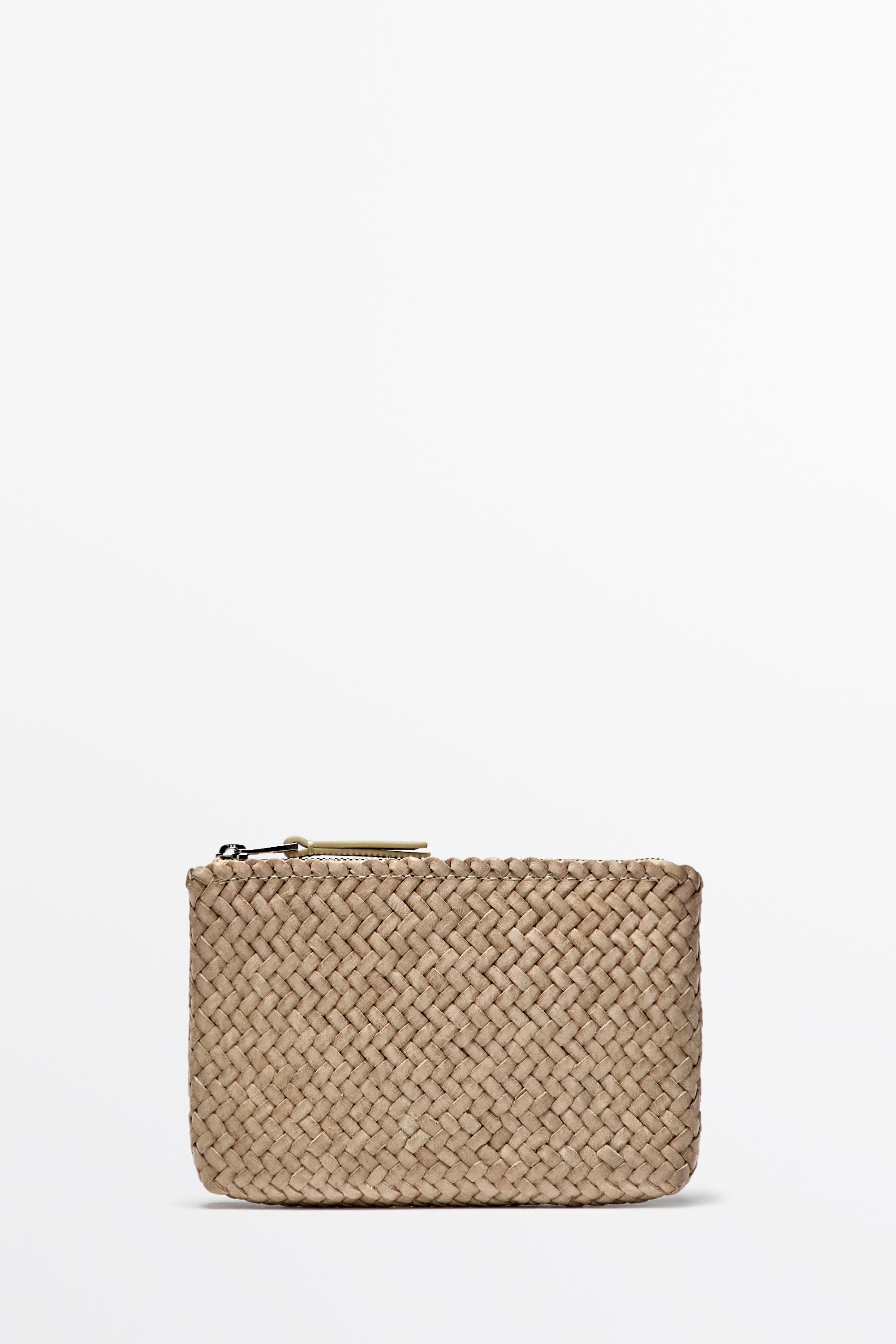 Sac pochette tressé en cuir nappa